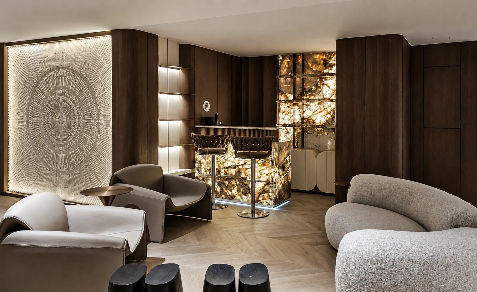 Luxury apartment living room in Dubai by Soltis Interiors