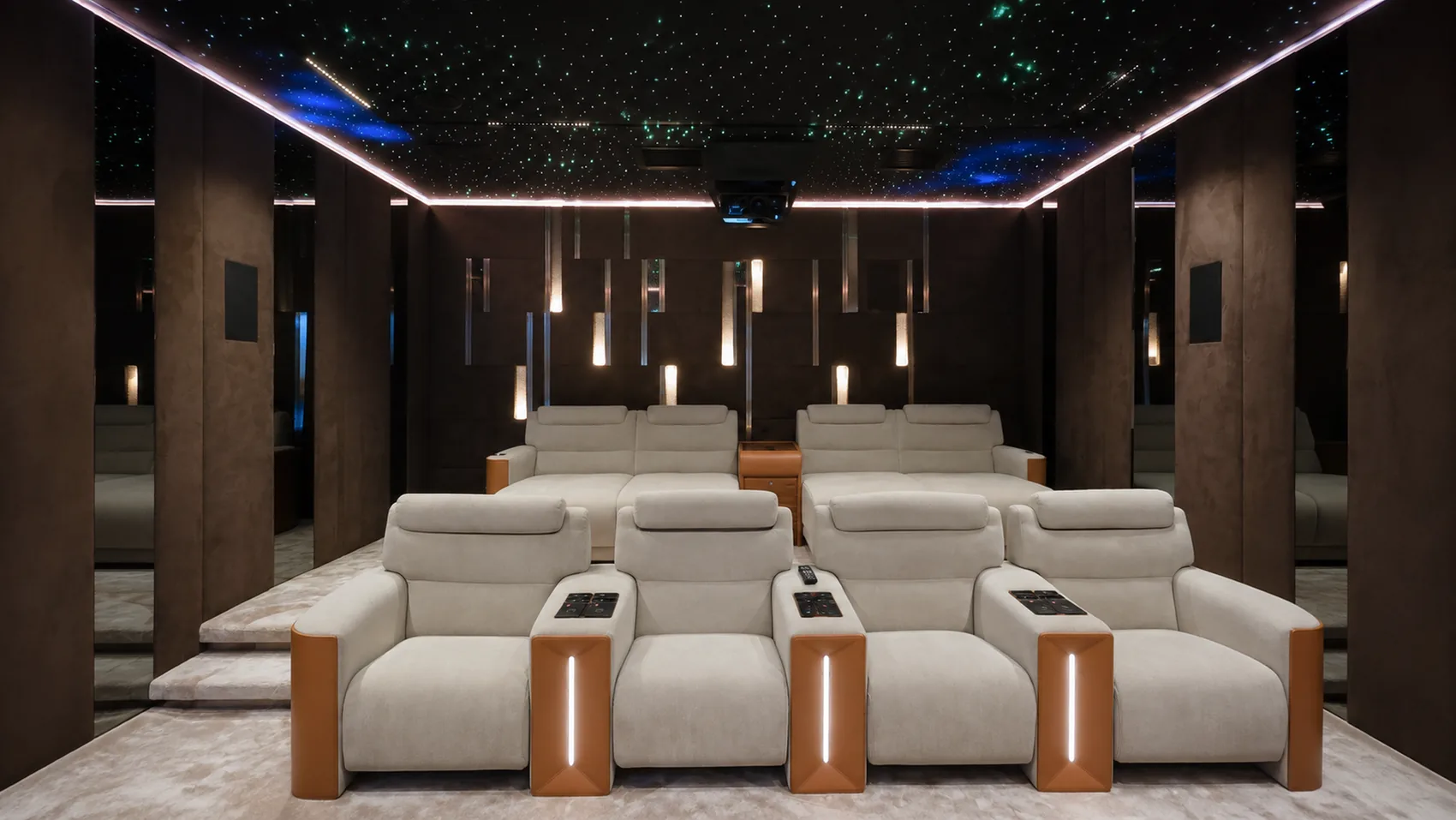 Finished home cinema, as built by Soltis Interiors